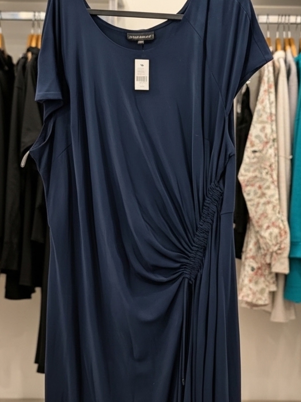 Lane Bryant Navy Midi Dress with Side Gather